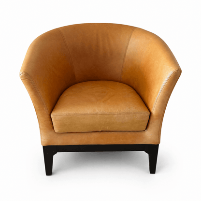 IKEA Cognac Brown Tub Armchair | Tan Leather-Look Finish - Al Thahani Furniture