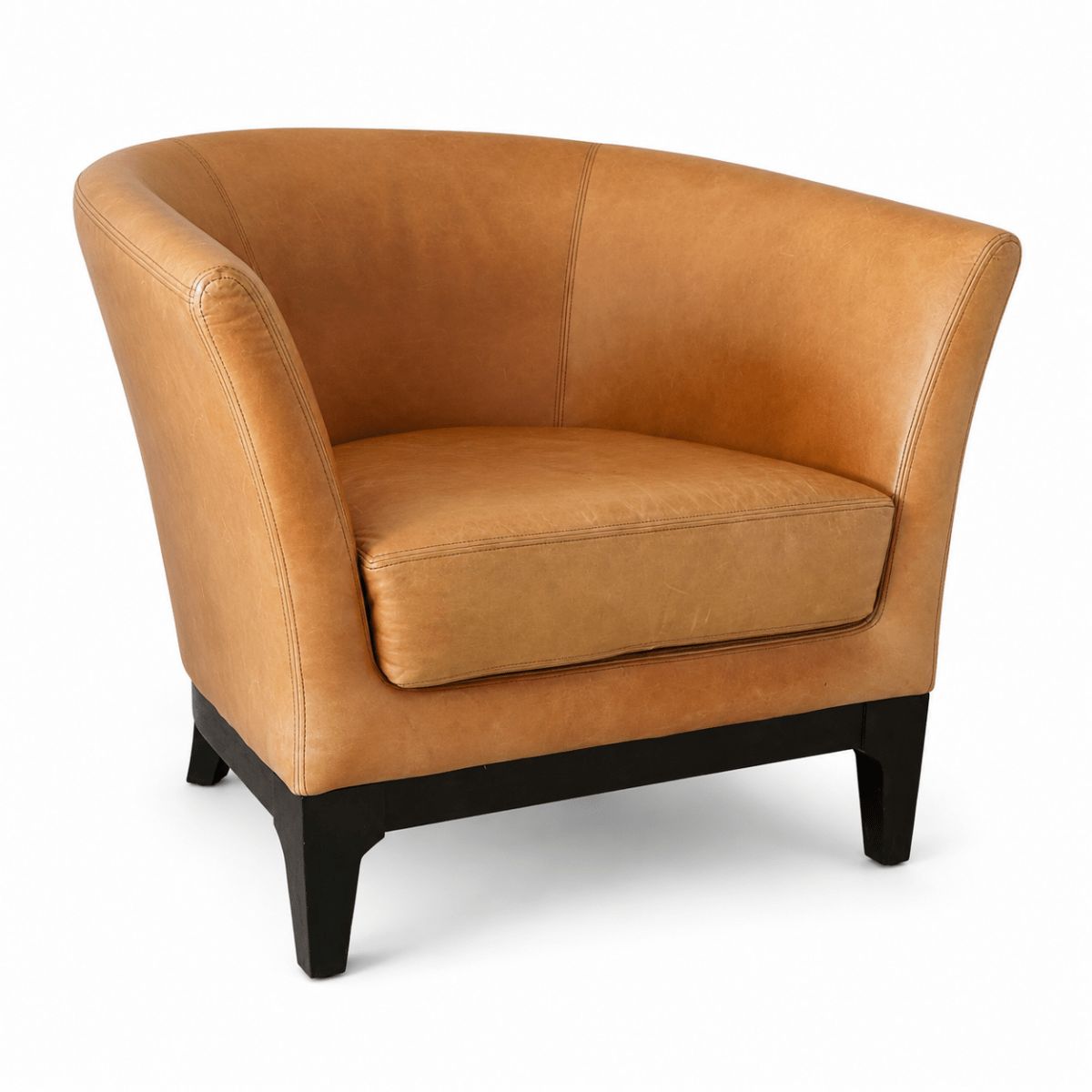 IKEA Cognac Brown Tub Armchair | Tan Leather-Look Finish - Al Thahani Furniture