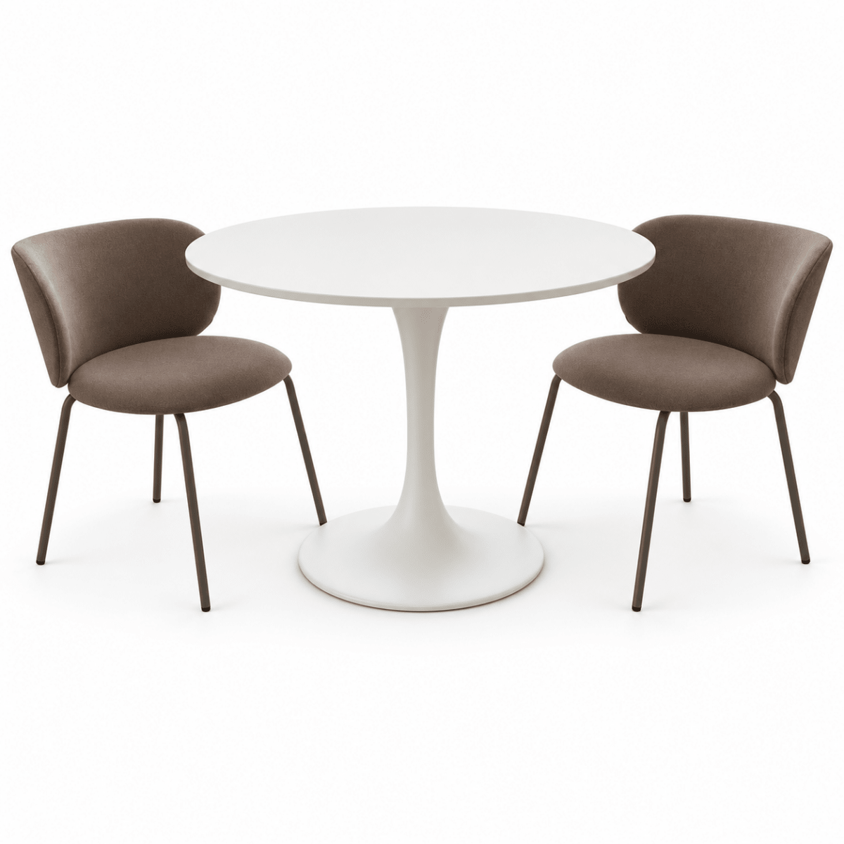 IKEA DOCKSTA 3-Piece Dining Set with 2 KRYLBO Upholstered Chairs – White & Dark Beige – 103 cm - Al Thahani Furniture