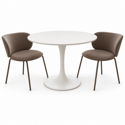IKEA DOCKSTA 3-Piece Dining Set with 2 KRYLBO Upholstered Chairs – White & Dark Beige – 103 cm - Al Thahani Furniture