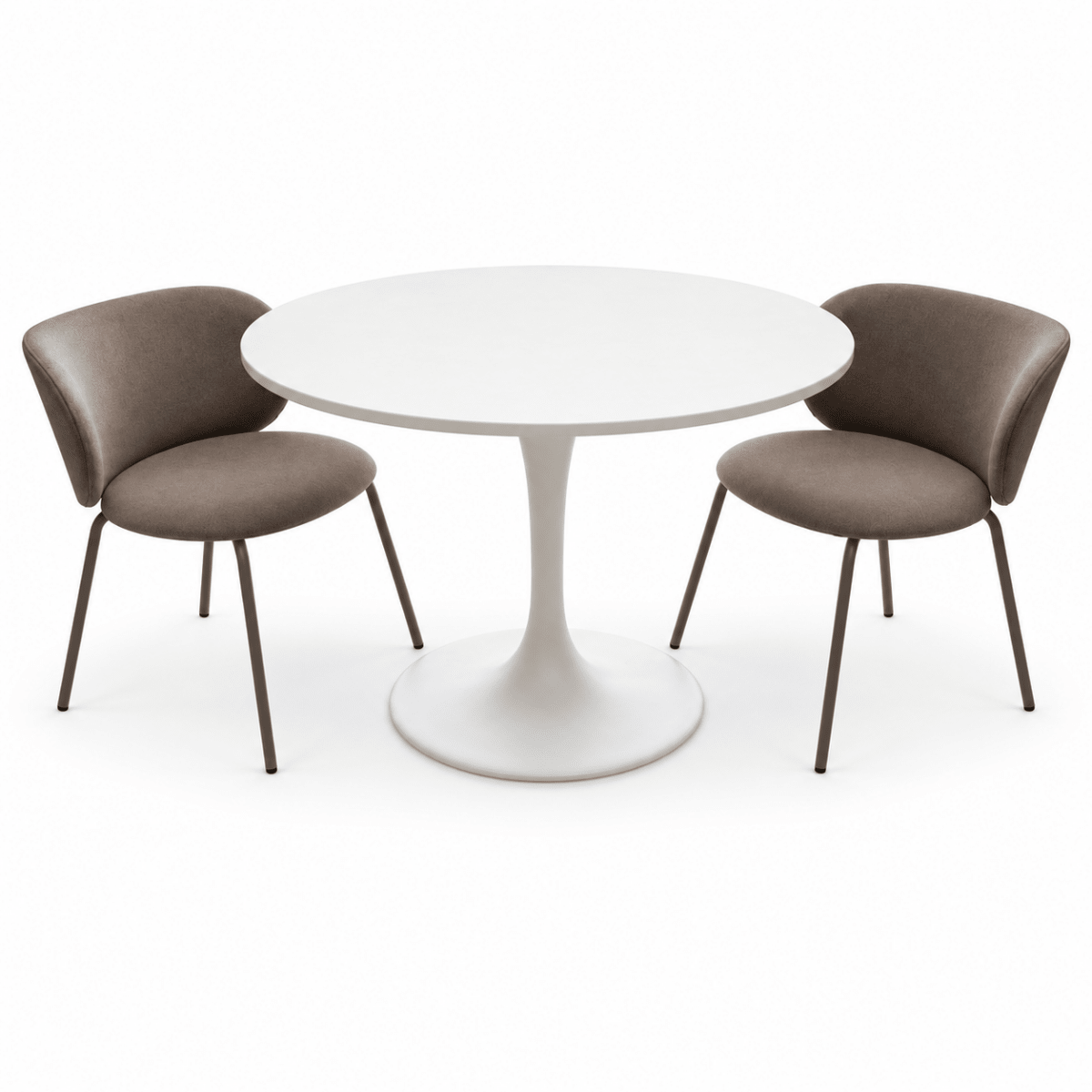IKEA DOCKSTA 3-Piece Dining Set with 2 KRYLBO Upholstered Chairs – White & Dark Beige – 103 cm - Al Thahani Furniture