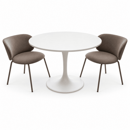 IKEA DOCKSTA 3-Piece Dining Set with 2 KRYLBO Upholstered Chairs – White & Dark Beige – 103 cm - Al Thahani Furniture