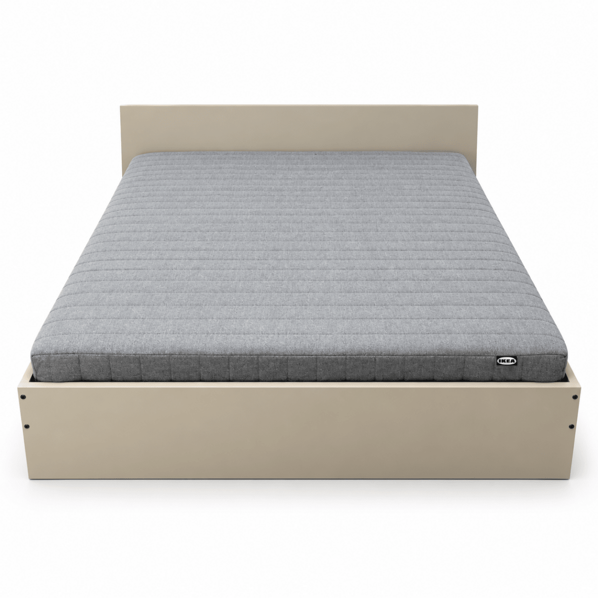 IKEA Double Bed Frame with Mattress – 140 × 200 cm – Beige & Grey - Al Thahani Furniture