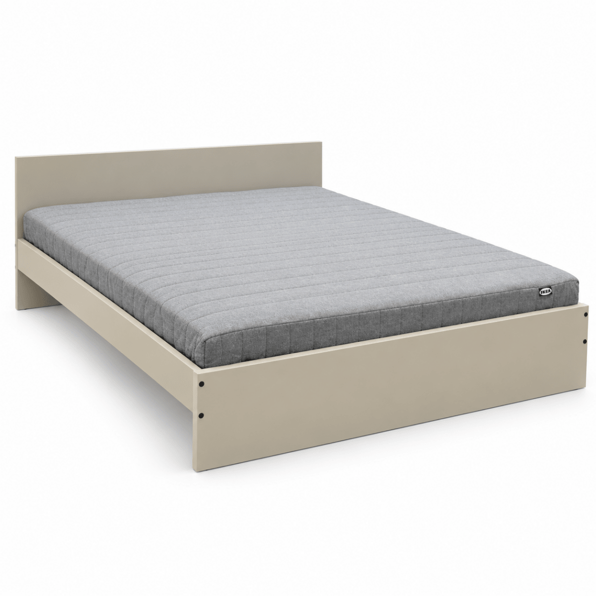 IKEA Double Bed Frame with Mattress – 140 × 200 cm – Beige & Grey - Al Thahani Furniture