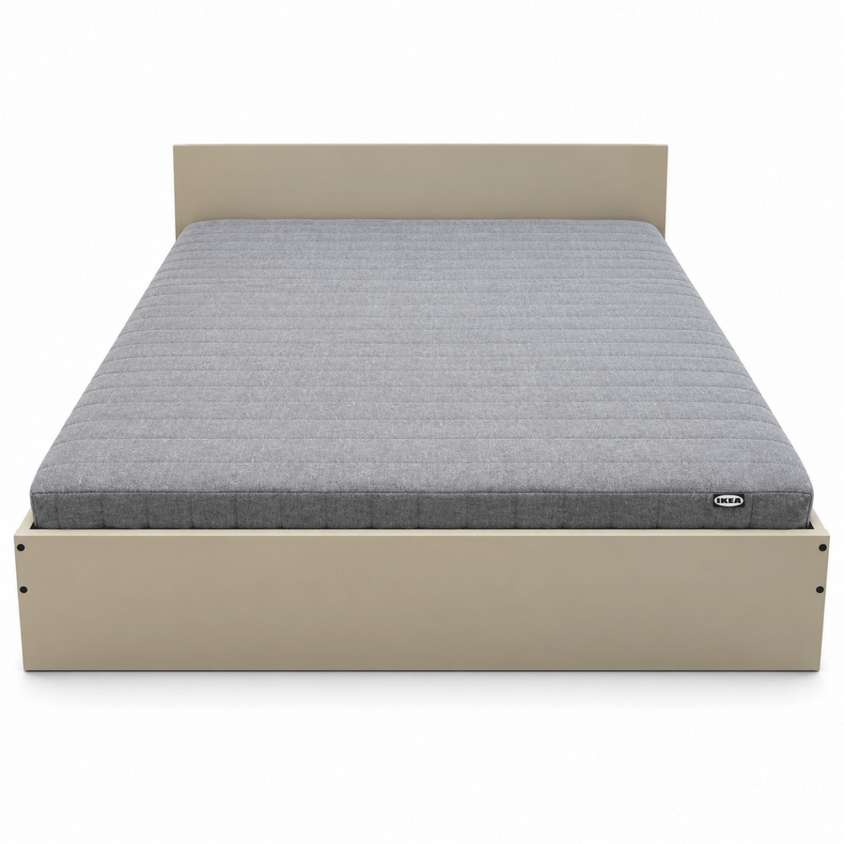 IKEA Double Bed Frame with Mattress – 140 × 200 cm – Beige & Grey - Al Thahani Furniture