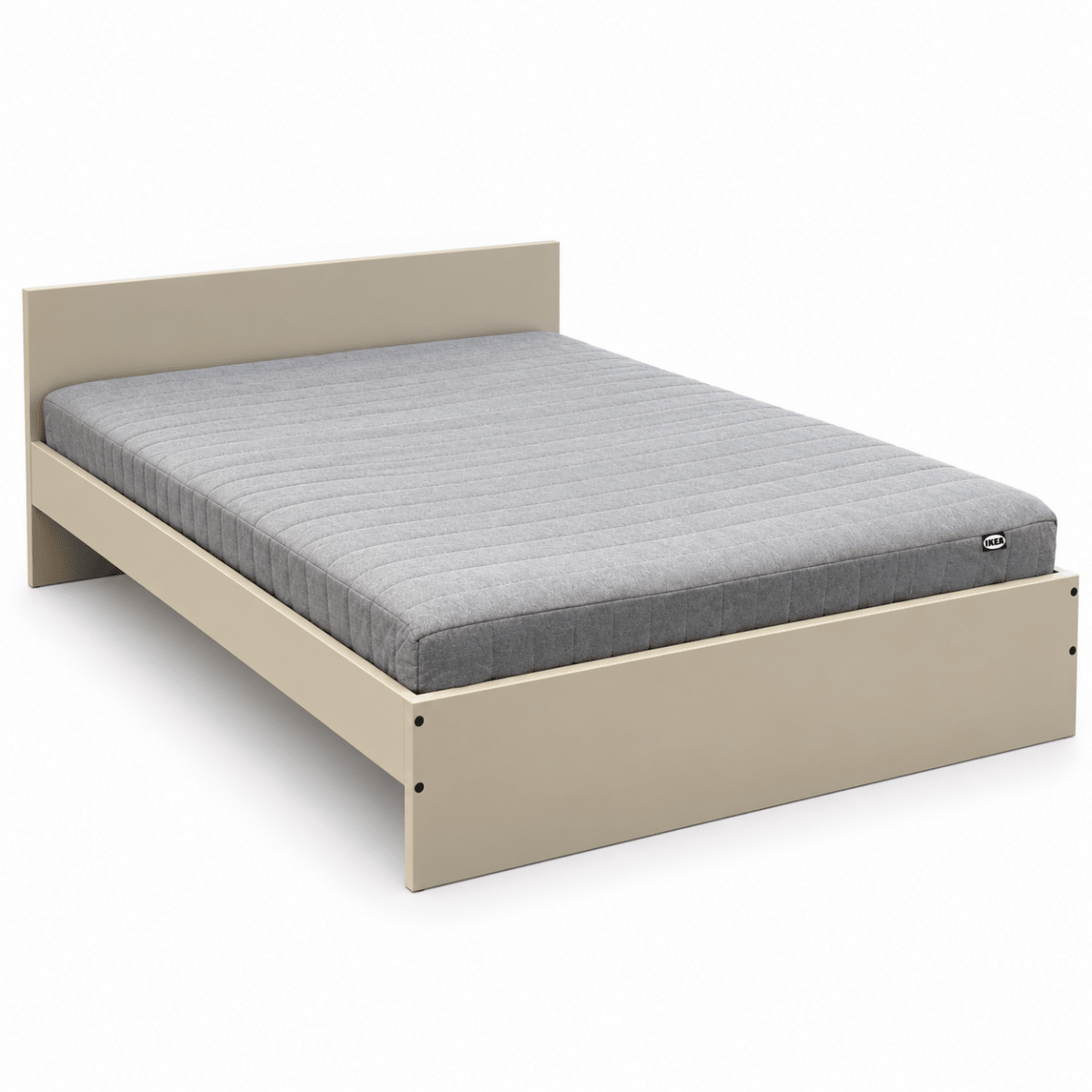 IKEA Double Bed Frame with Mattress – 140 × 200 cm – Beige & Grey - Al Thahani Furniture