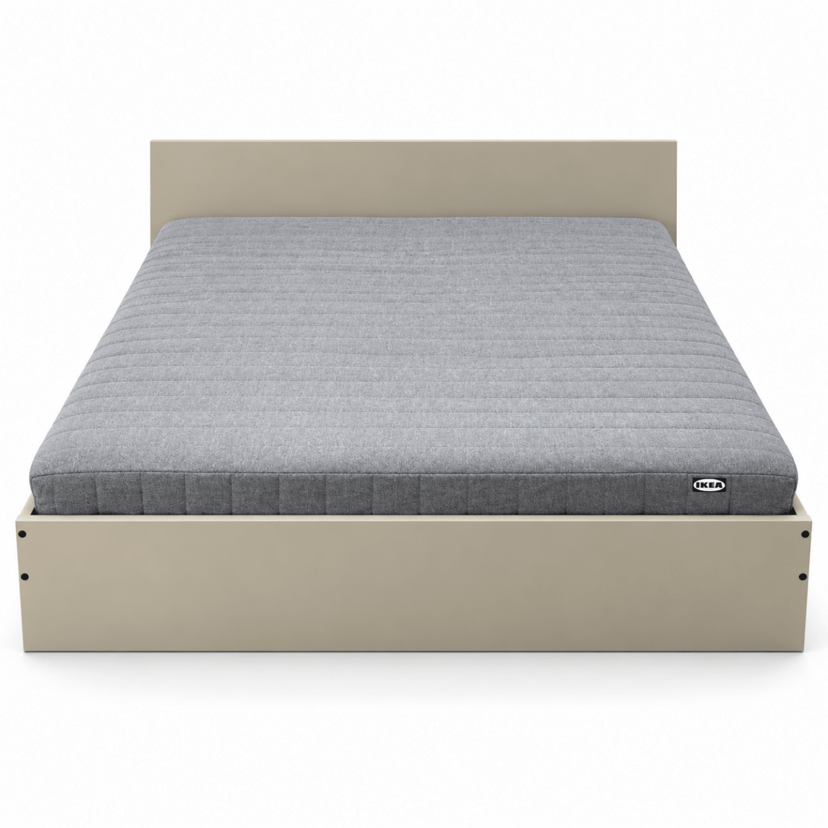 IKEA Double Bed Frame with Mattress – 140 × 200 cm – Beige & Grey - Al Thahani Furniture