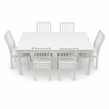 IKEA EKEDALEN Extendable Dining Table with 6 Chairs – White – 180/240 × 90 cm - Al Thahani Furniture