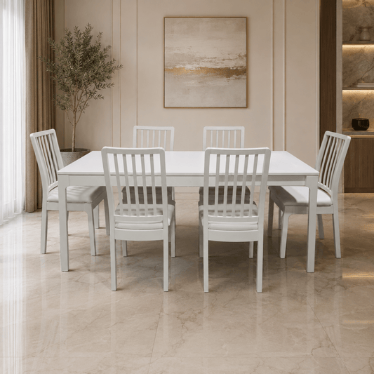 IKEA EKEDALEN Extendable Dining Table with 6 Chairs – White – 180/240 × 90 cm - Al Thahani Furniture