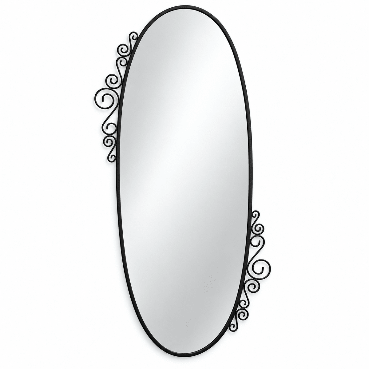 IKEA EKNE Oval Wall Mirror with Decorative Scroll Frame – Black – 70 × 150 cm - Al Thahani Furniture
