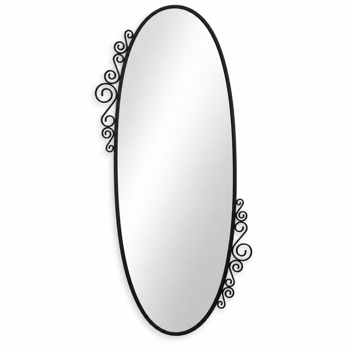 IKEA EKNE Oval Wall Mirror with Decorative Scroll Frame – Black – 70 × 150 cm - Al Thahani Furniture