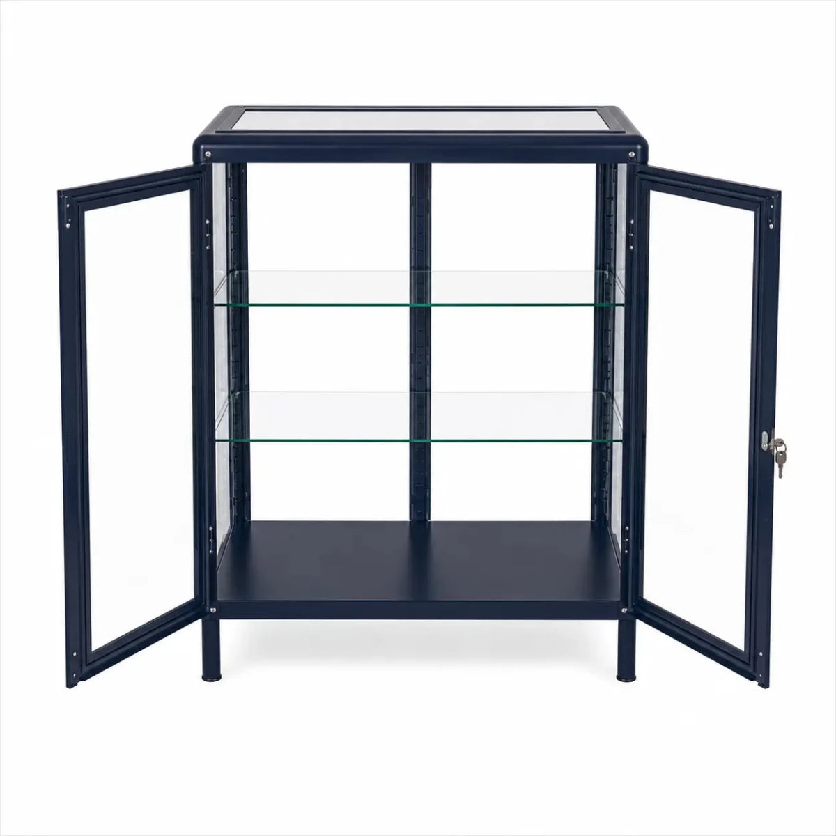 IKEA FABRIKÖR Glass-Door Cabinet | Black-Blue, 81x42x113 cm - used 4 months - Al Thahani Furniture
