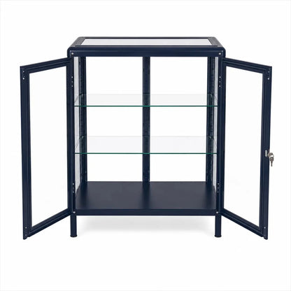IKEA FABRIKÖR Glass-Door Cabinet | Black-Blue, 81x42x113 cm - used 4 months - Al Thahani Furniture