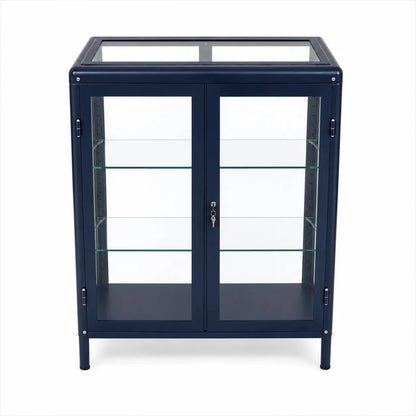 IKEA FABRIKÖR Glass-Door Cabinet | Black-Blue, 81x42x113 cm - used 4 months - Al Thahani Furniture