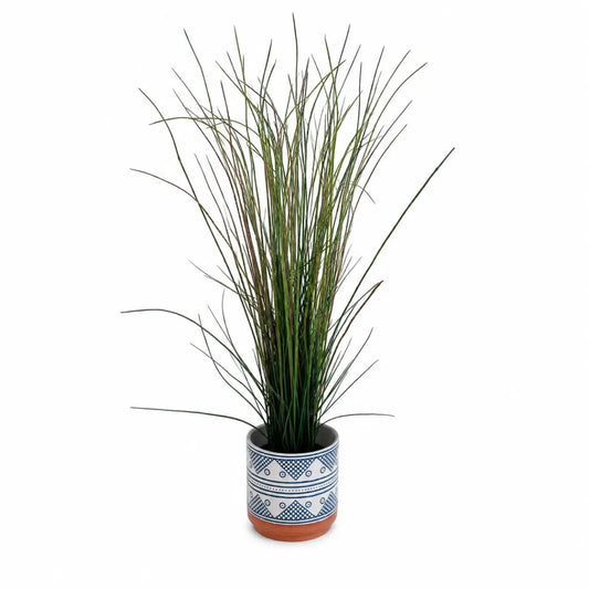 IKEA FEJKA Artificial Potted Plant | Grass, Geometric Planter, 17 cm - used 2 months - Al Thahani Furniture