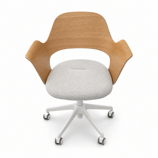 IKEA FJÄLLBERGET Conference Chair with Castors – White Stained Oak Veneer / Gunnared Beige - Al Thahani Furniture