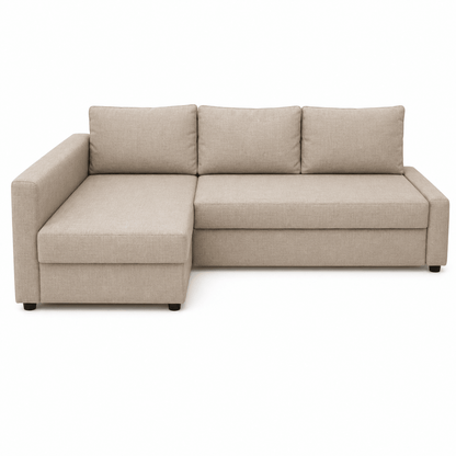 IKEA FRIHETEN Corner Sofa-Bed with Storage | Beige, Reversible Chaise - used 8 months - Al Thahani Furniture