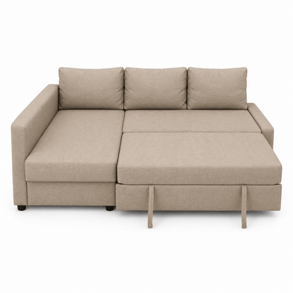IKEA FRIHETEN Corner Sofa-Bed with Storage | Beige, Reversible Chaise - used 8 months - Al Thahani Furniture