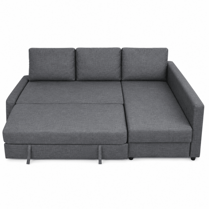 IKEA FRIHETEN Corner Sofa-Bed with Storage | Skiftebo Dark Grey, Reversible Chaise - used 9 months - Al Thahani Furniture