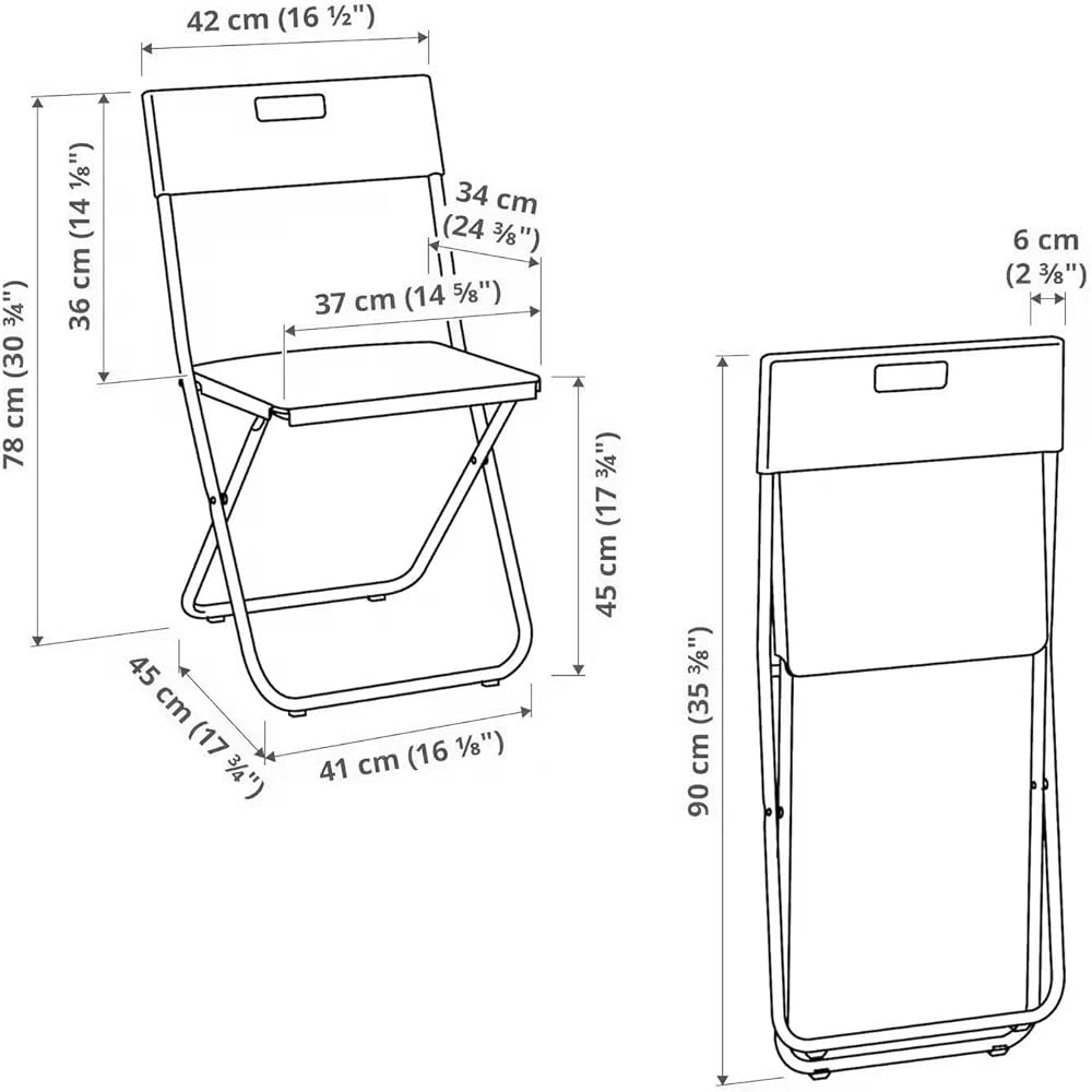IKEA GUNDE Folding Chair – Black, Alloy Steel, Space - Saving, 42x7x91 cm - althahanifurniture