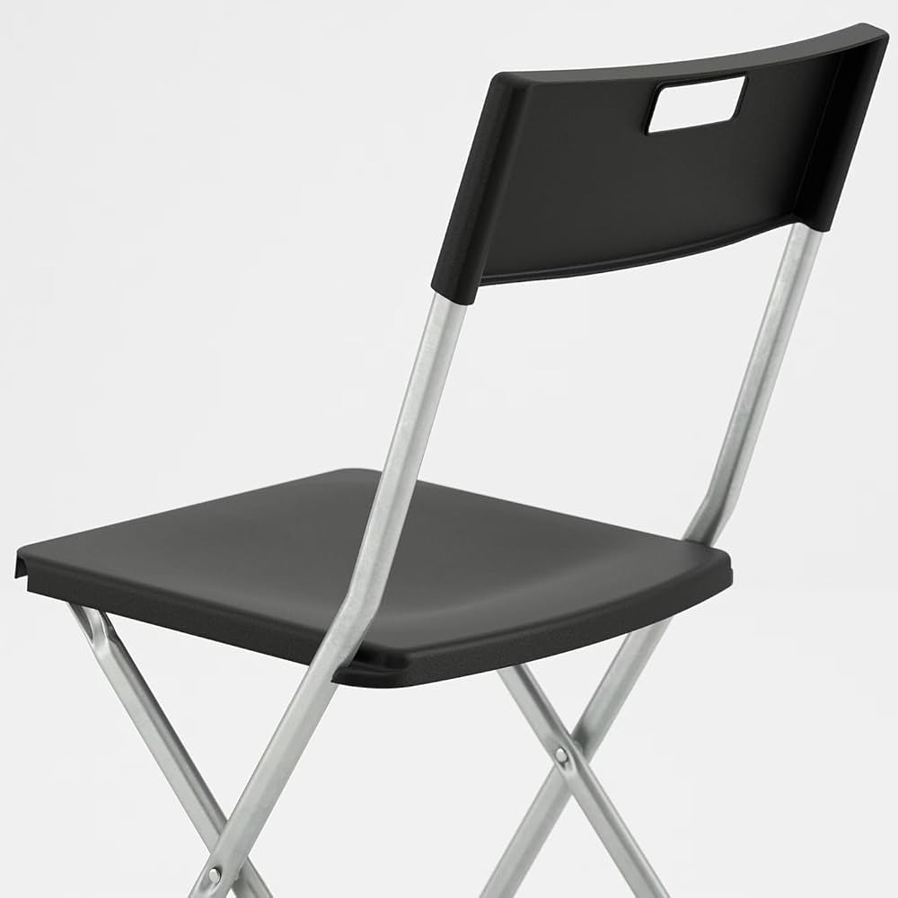 IKEA GUNDE Folding Chair – Black, Alloy Steel, Space - Saving, 42x7x91 cm - althahanifurniture