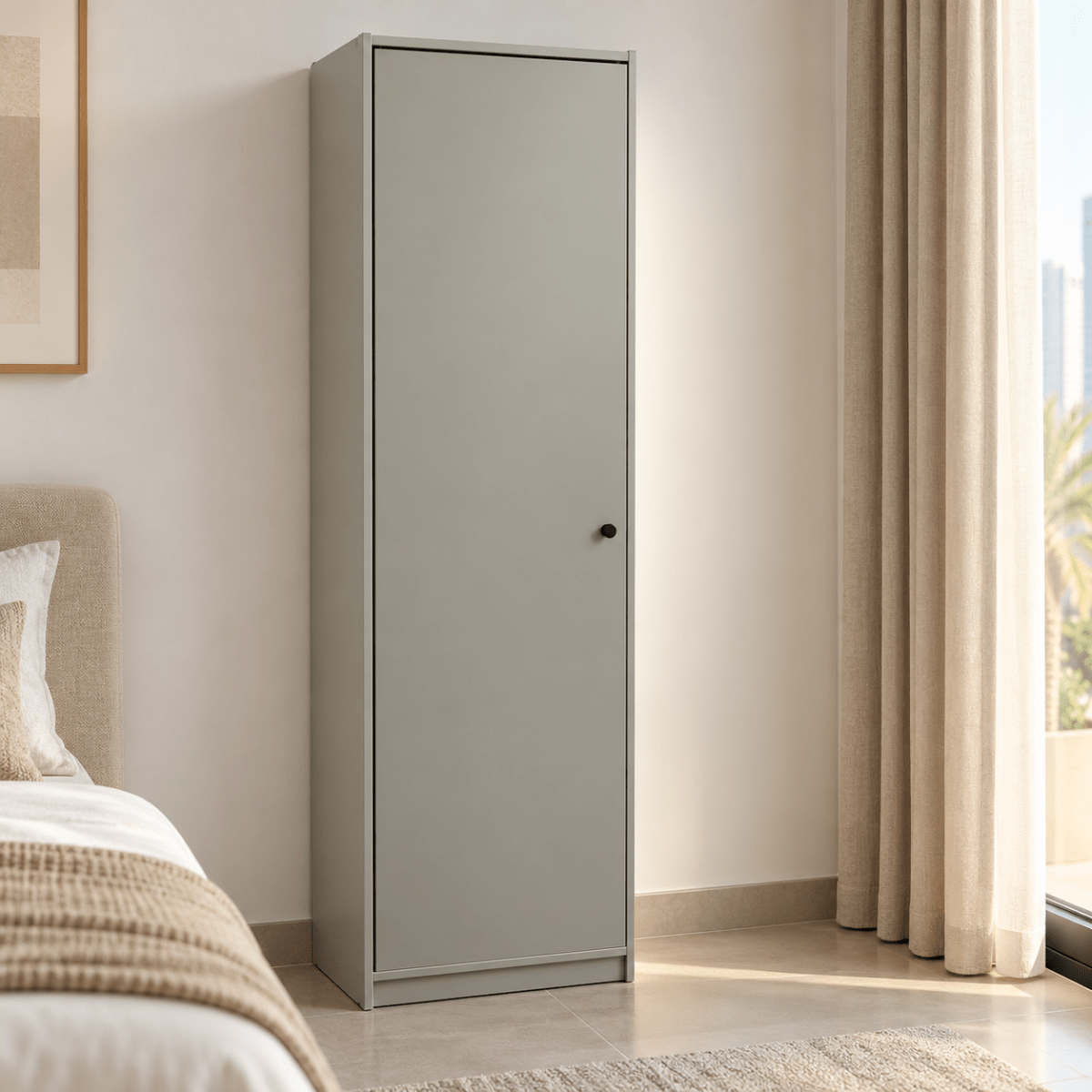 IKEA GURSKEN Single-Door Wardrobe – Light Beige – 49.4 × 55 × 185.7 cm - Al Thahani Furniture