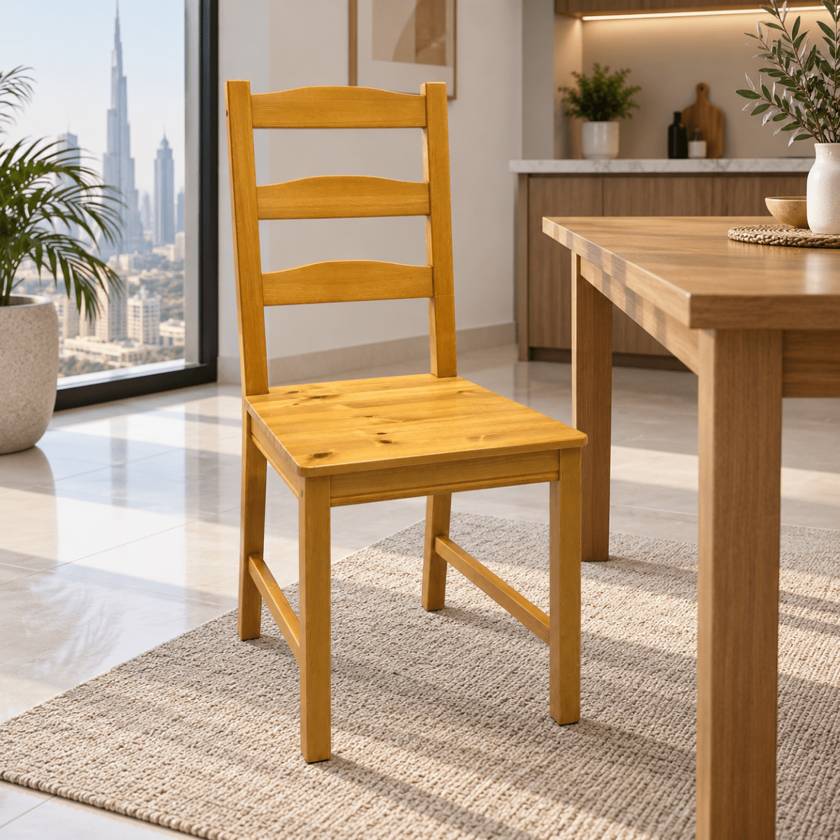 IKEA HÄGERNÄS Solid Pine Dining Chair – Antique Stain - Al Thahani Furniture