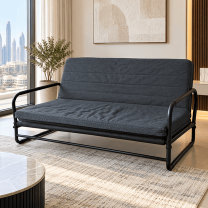 IKEA HAMMARN 2-Seater Sofa-Bed – Dark Grey & Black - Al Thahani Furniture