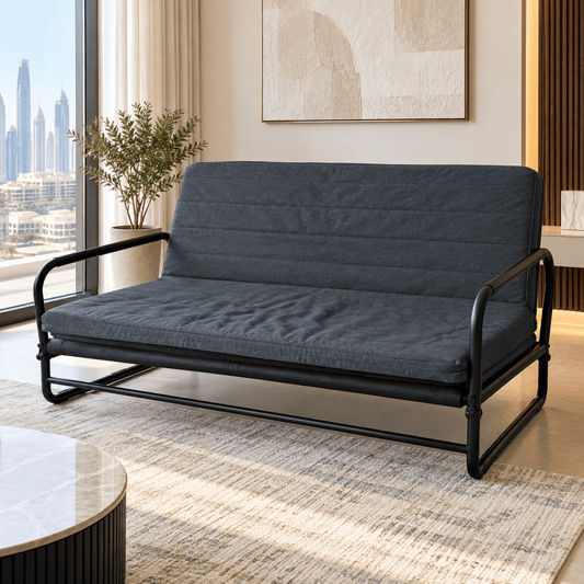 IKEA HAMMARN 2-Seater Sofa-Bed – Dark Grey & Black - Al Thahani Furniture