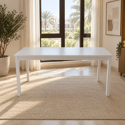 IKEA HAUGA 6-Seater Dining Table – White/Birch Veneer – 168 × 74 cm - Al Thahani Furniture