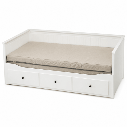 IKEA HEMNES Day-Bed with 3 Drawers &amp; 2 Mattresses – White – 80 × 200 / 160 × 200 cm - Al Thahani Furniture