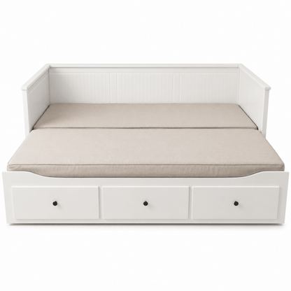 IKEA HEMNES Day-Bed with 3 Drawers &amp; 2 Mattresses – White – 80 × 200 / 160 × 200 cm - Al Thahani Furniture
