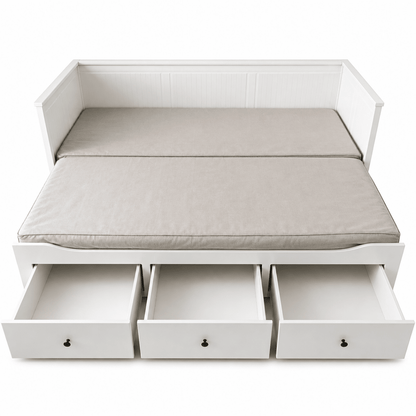 IKEA HEMNES Day-Bed with 3 Drawers &amp; 2 Mattresses – White – 80 × 200 / 160 × 200 cm - Al Thahani Furniture