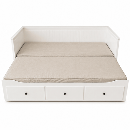 IKEA HEMNES Day-Bed with 3 Drawers &amp; 2 Mattresses – White – 80 × 200 / 160 × 200 cm - Al Thahani Furniture