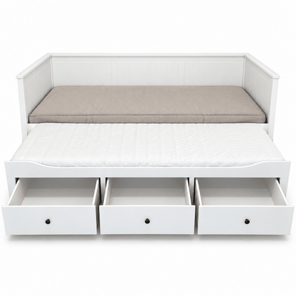 IKEA HEMNES Daybed with 3 Storage Drawers & Mattresses – White – 80 × 200 / 160 × 200 cm - Al Thahani Furniture