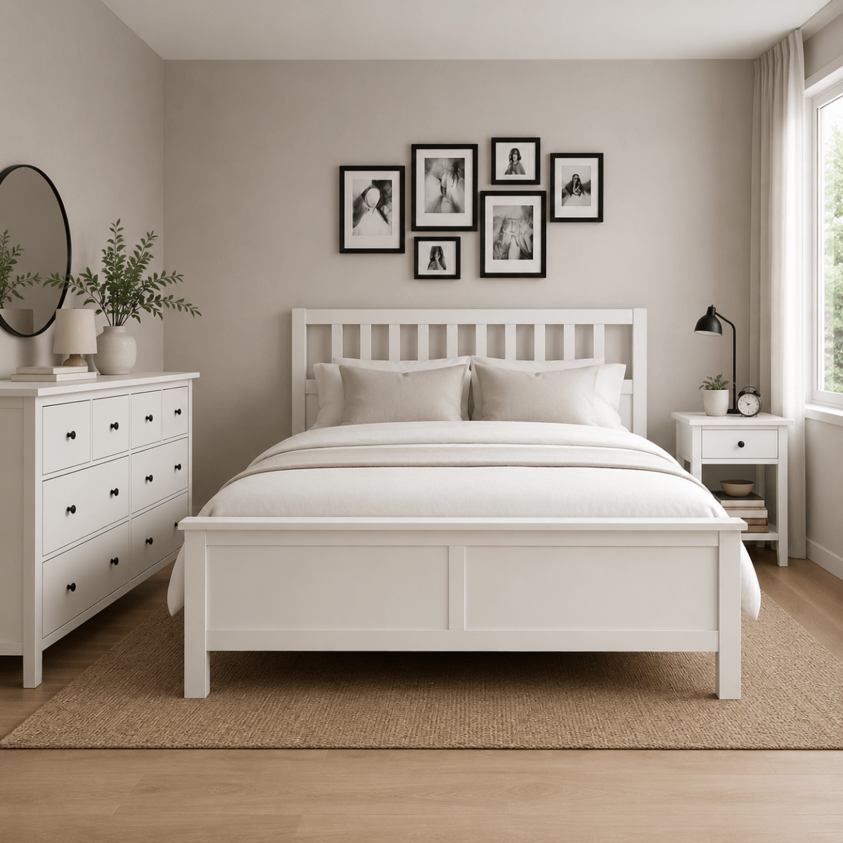 IKEA HEMNES King Bed Set without mattress (180 x 200 cm) - used 5 month - Al Thahani Furniture