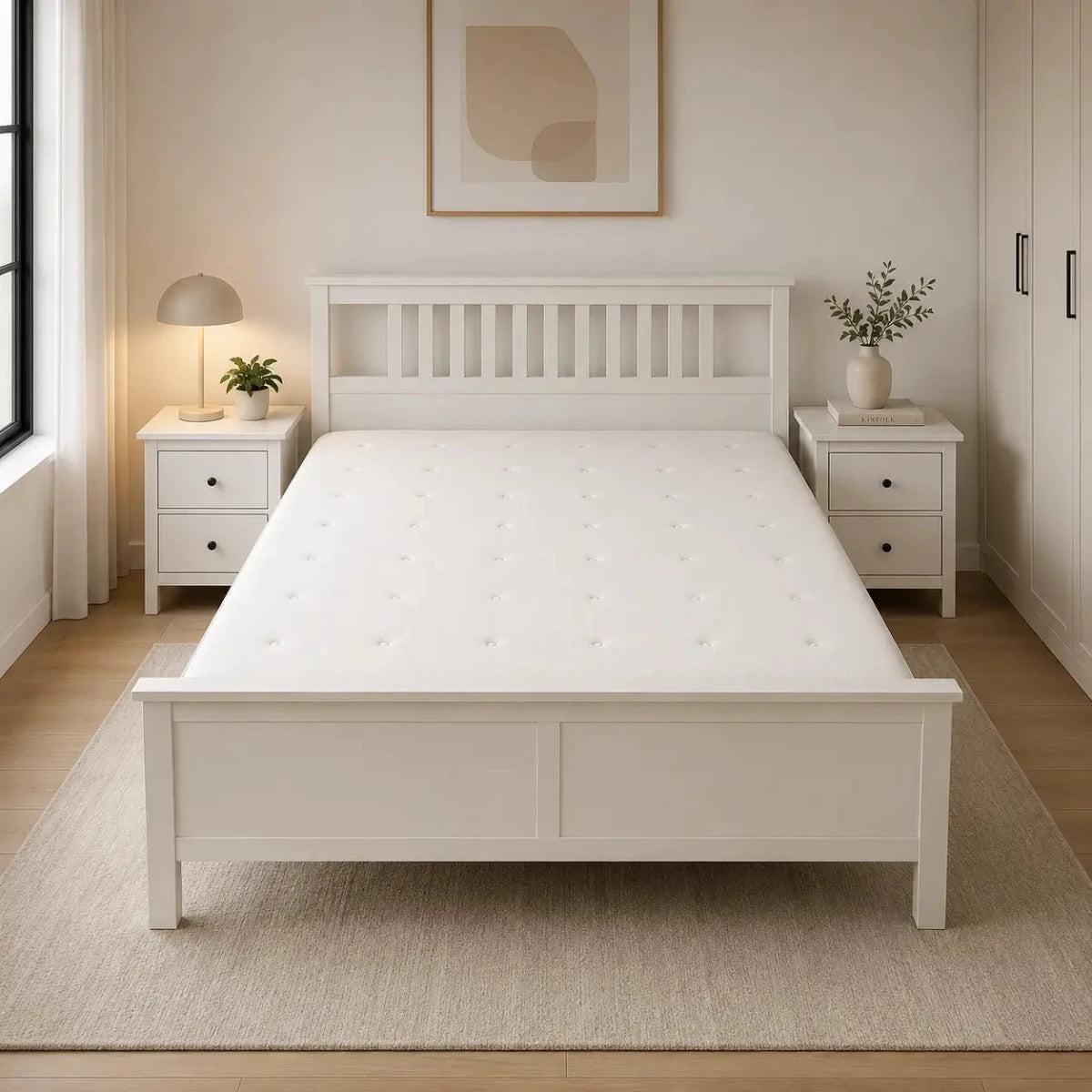IKEA HEMNES King Bed with Mattress, 180x200 cm - used 5 months - Al Thahani Furniture