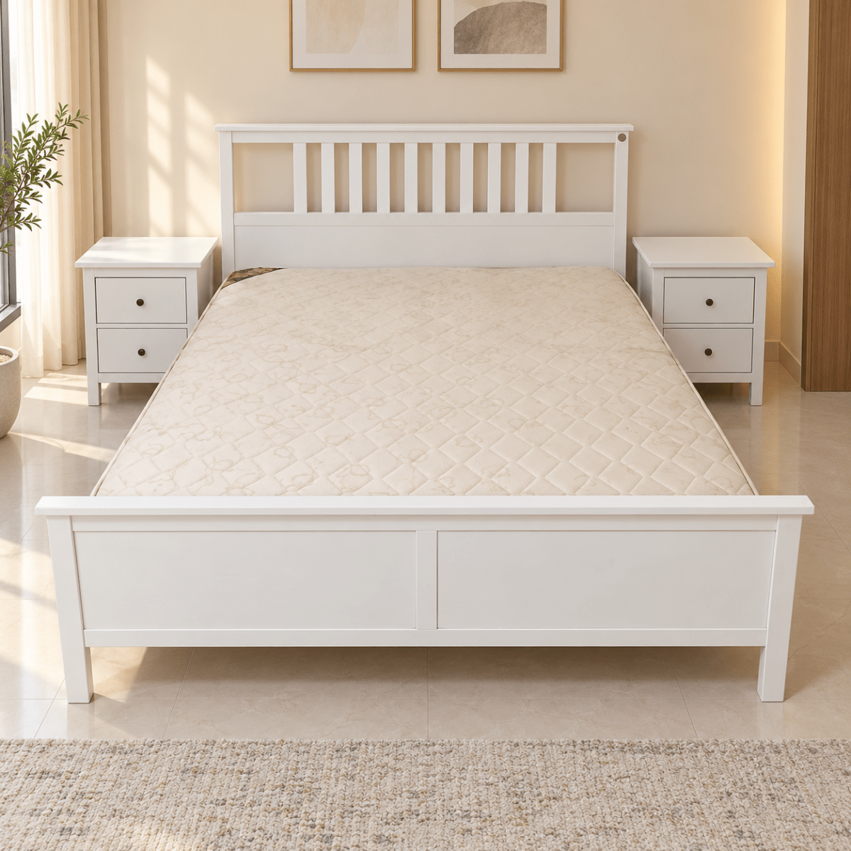 IKEA HEMNES King Bedroom Set with Mattress & 2 Bedside Tables – White – 180 × 200 cm - Al Thahani Furniture