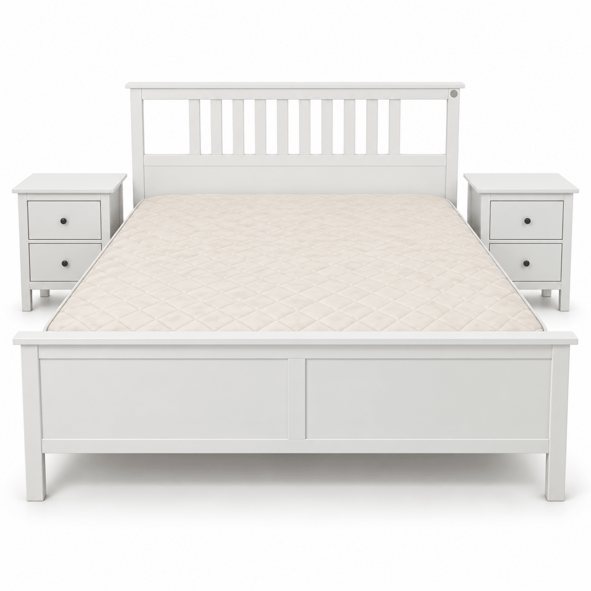 IKEA HEMNES King Bedroom Set with Mattress & 2 Bedside Tables – White – 180 × 200 cm - Al Thahani Furniture
