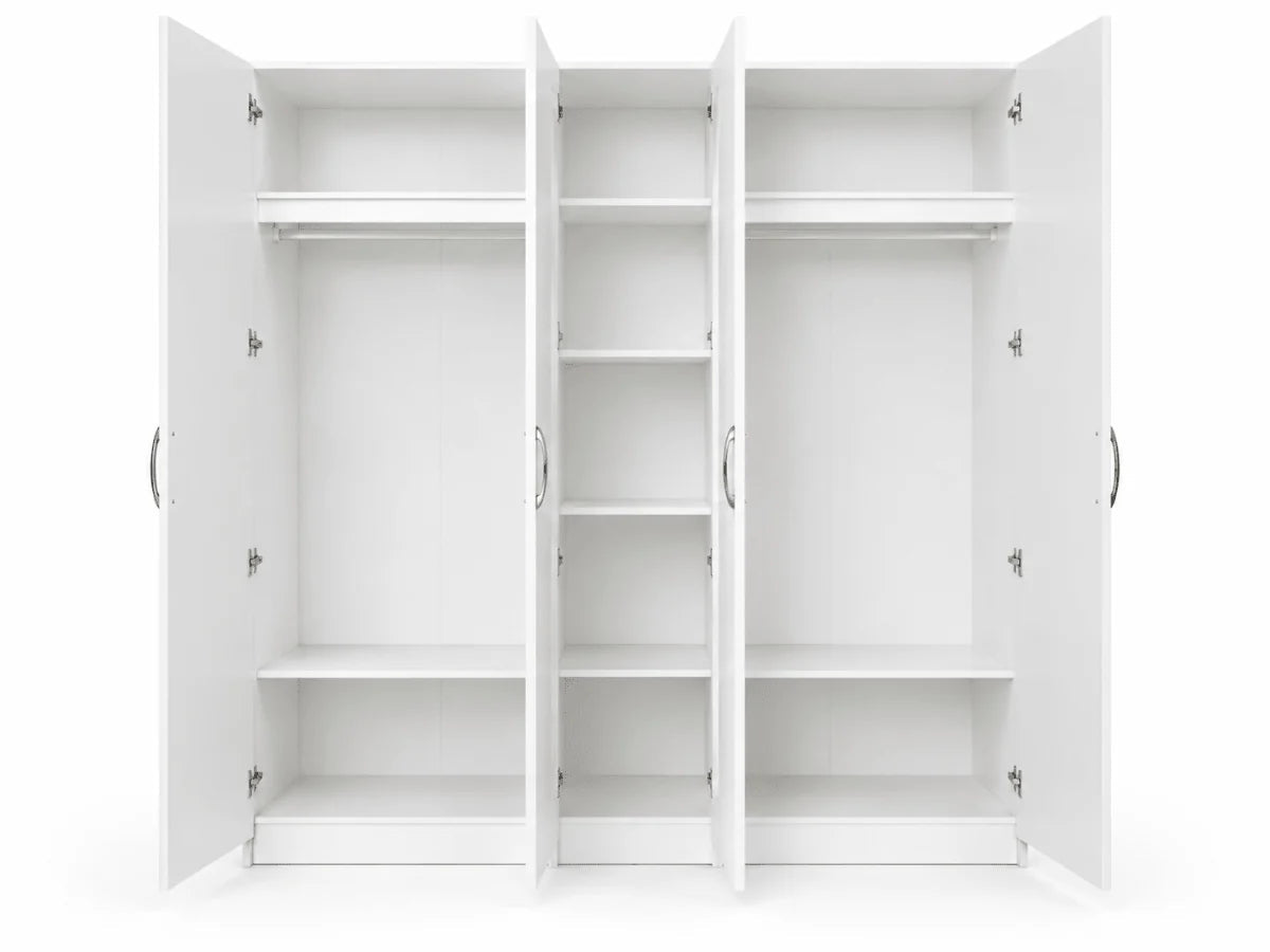 IKEA HEMNES King Bedroom Set with Mattress, 8-Drawer Chest & 5-Door Mirrored Wardrobe | 180 × 200 cm - Al Thahani Furniture
