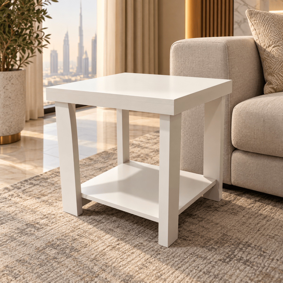 IKEA HEMNES Side Table with Lower Shelf – White Stain – 55 × 55 cm - Al Thahani Furniture