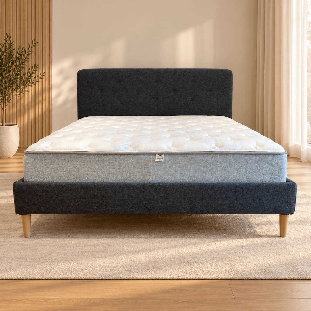 IKEA IDANÄS King Upholstered Bed Frame with Mattress – Gunnared Dark Grey – 180 × 200 cm - Al Thahani Furniture