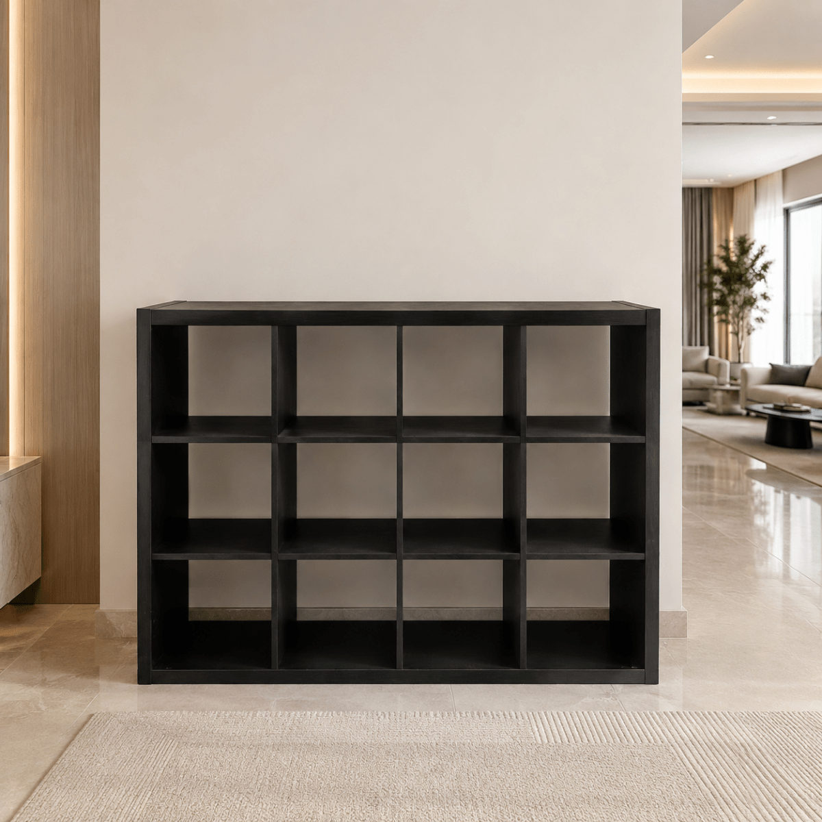 IKEA KALLAX 12-Cube Shelving Unit – Black-Brown – 147 × 39 × 112 cm - Al Thahani Furniture
