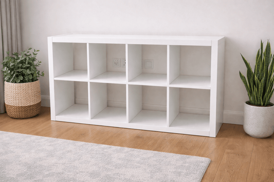 IKEA KALLAX 8 - Cube Shelf – White – 147cm Wide – Horizontal 2x4 Configuration - althahanifurniture
