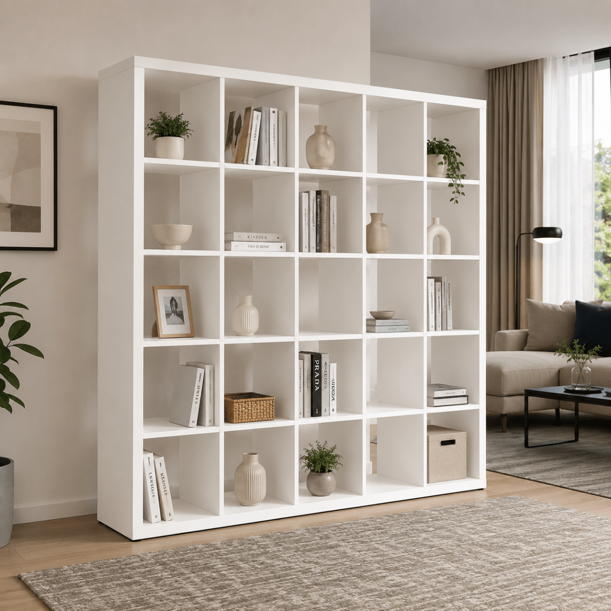 IKEA KALLAX Shelving Unit | White, 182x39x182 cm - used 3 months - Al Thahani Furniture