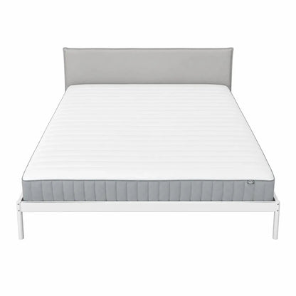 IKEA King Upholstered Bed Set with Mattress | White/Grey, 180x200 cm - used 5 months - Al Thahani Furniture