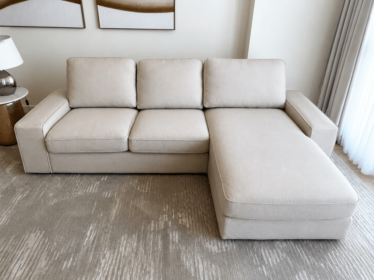 IKEA KIVIK 3-Seat Sofa with Chaise Longue | Tresund Light Beige - Al Thahani Furniture