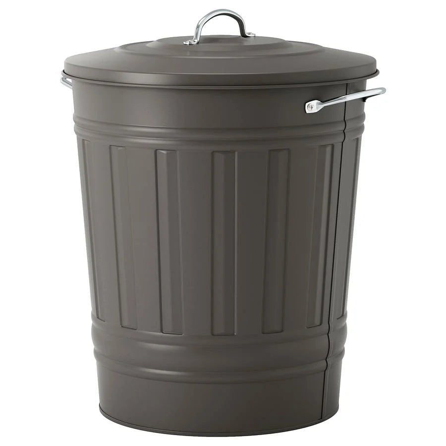 IKEA KNODD Bin with Lid | Grey Steel | 20 Litre - althahanifurniture