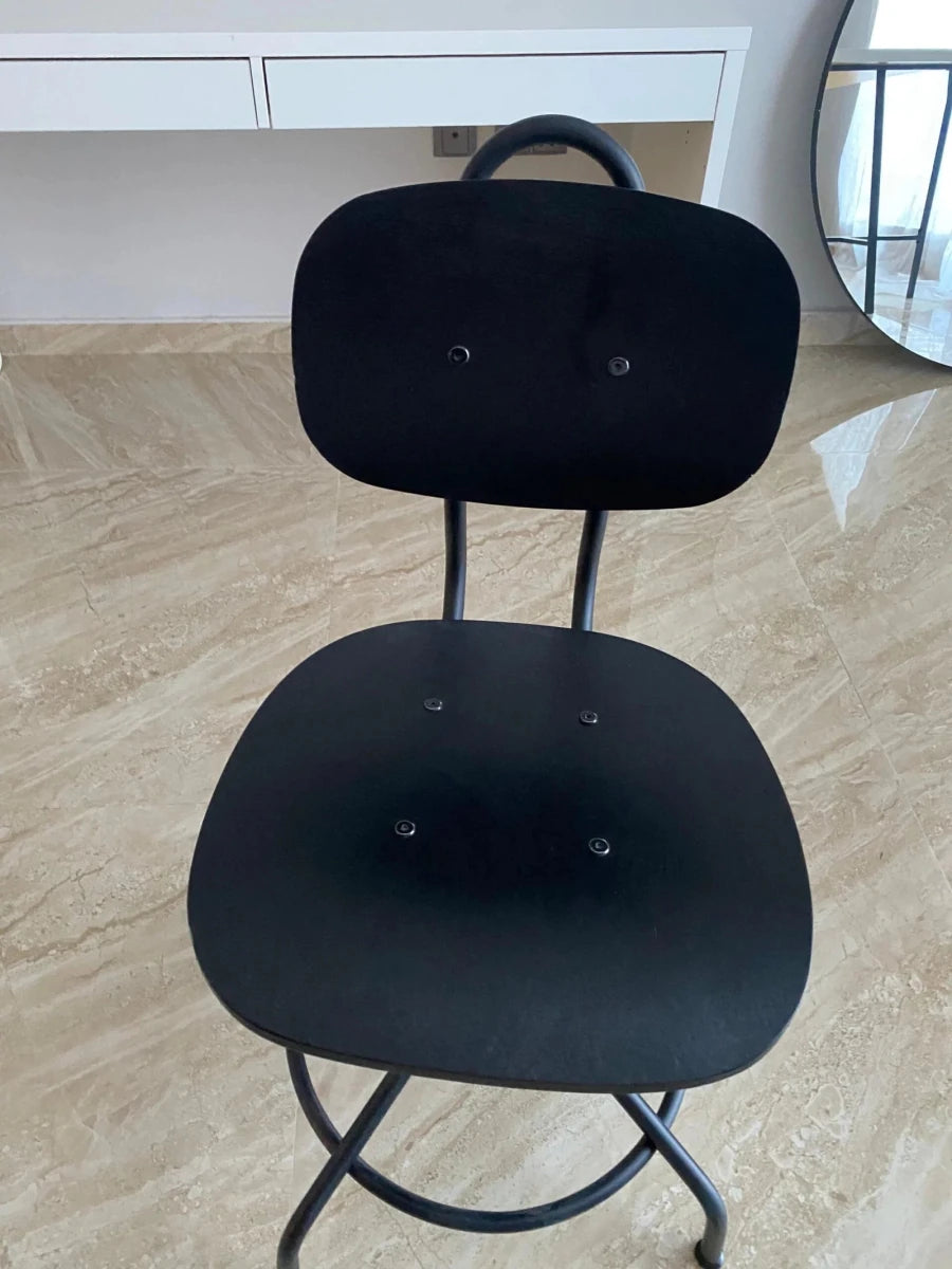 IKEA KULLABERG Swivel Chair | Industrial‑Style Design | Black Metal Frame | Natural Wood Seat | 360° Swivel - althahanifurniture