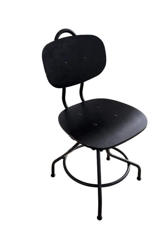 IKEA KULLABERG Swivel Chair | Industrial‑Style Design | Black Metal Frame | Natural Wood Seat | 360° Swivel - althahanifurniture
